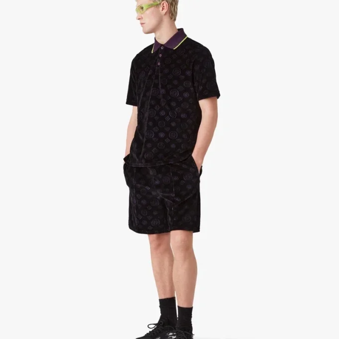 Lila monogram-velourpikétröja