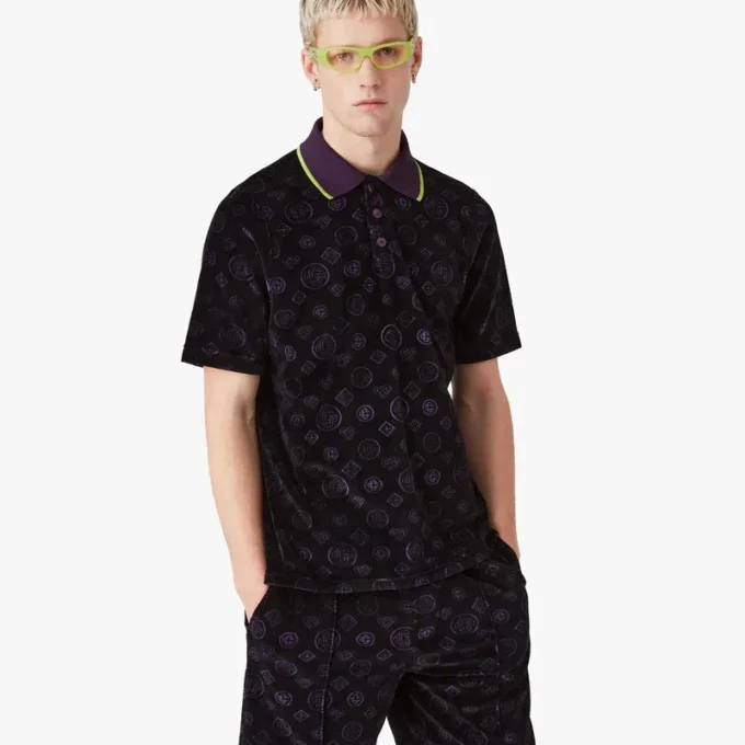 Lila monogram-velourpikétröja