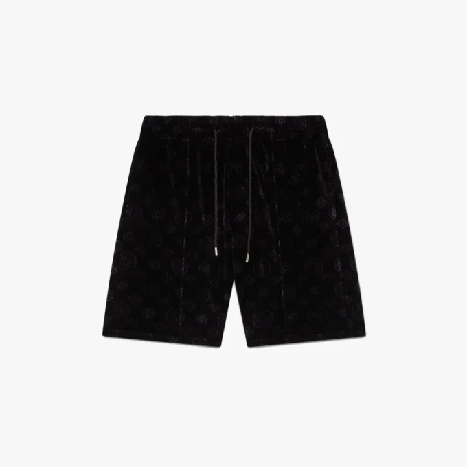 Lila velourshorts med monogram