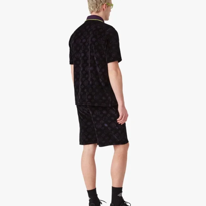 Lila velourshorts med monogram