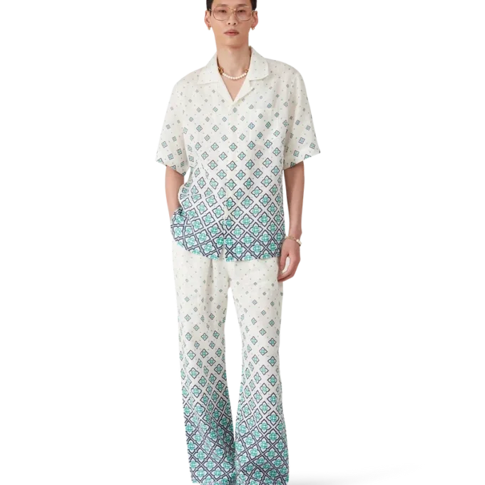 Linne-skjorta med gradientmonogram