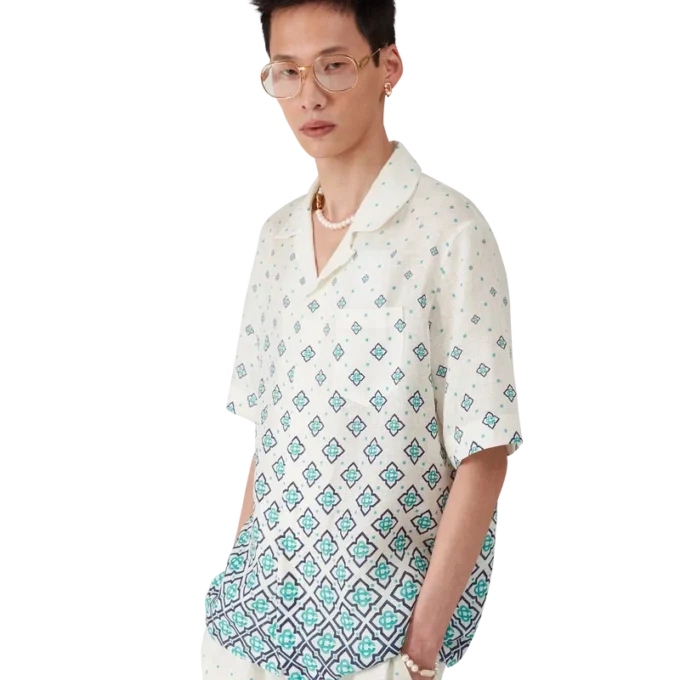 Linne-skjorta med gradientmonogram