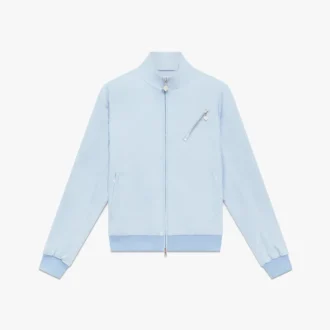 Ljusblå jacquardjacka med dragkedja