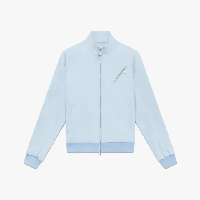 Ljusblå jacquardjacka med dragkedja Ljusblå jacquardjacka med dragkedja