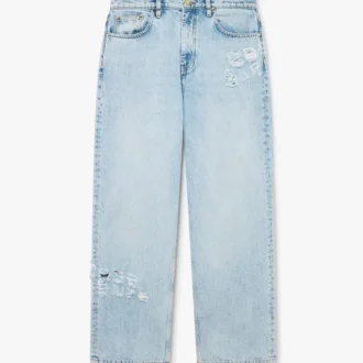 Ljusblå jeans i graffitidesign