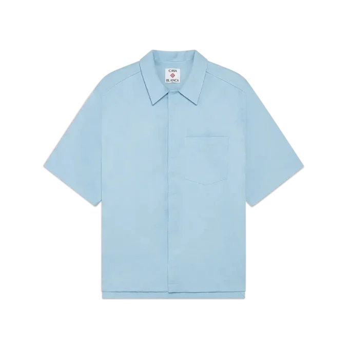 Ljusblå kortärmad skjorta med monogram