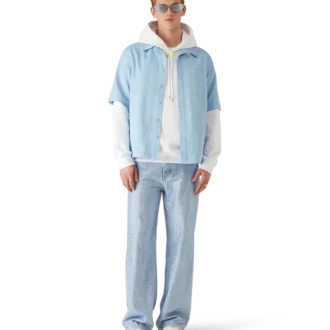 Ljusblå kortärmad skjorta med monogram