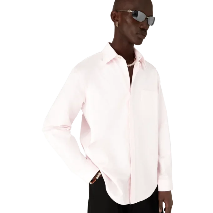 Långärmad skjorta i bomull med monogram Långärmad skjorta i bomull med monogram