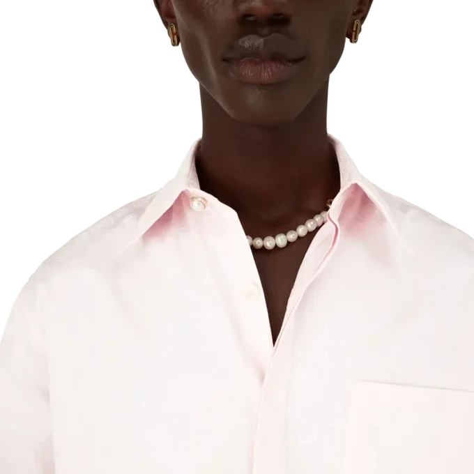 Långärmad skjorta i bomull med monogram Långärmad skjorta i bomull med monogram