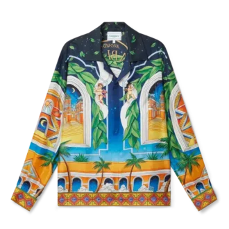 Maison D’ete silkskjorta med kubansk krage