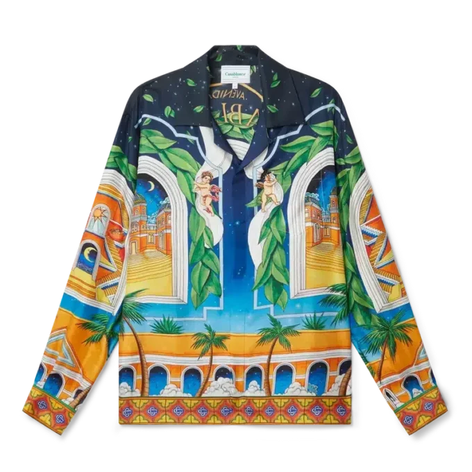 Maison D’ete silkskjorta med kubansk krage Maison D’ete silkskjorta med kubansk krage