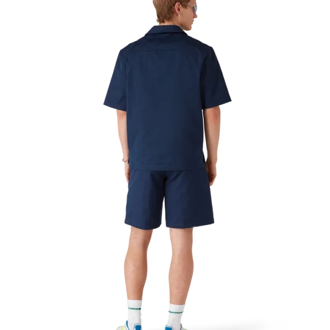 Marinblå kortärmad skjorta med monogram