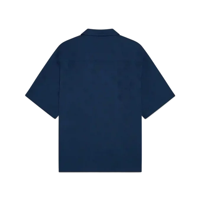 Marinblå kortärmad skjorta med monogram