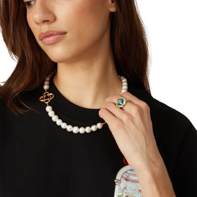 Medium Pearl Logo-halsband