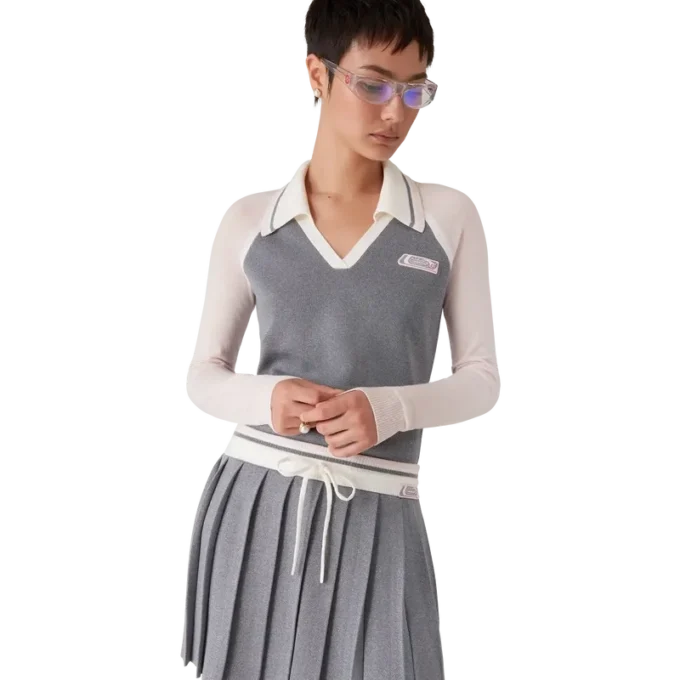 Merino Tennis långärmad pikétröja