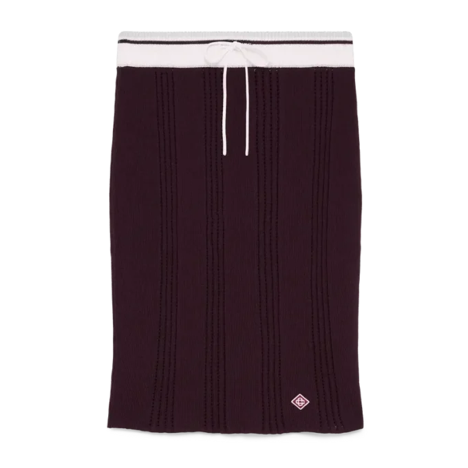 Midi-kjol i bomullstrik