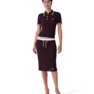 Midi-kjol i bomullstrik