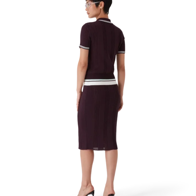 Midi-kjol i bomullstrik