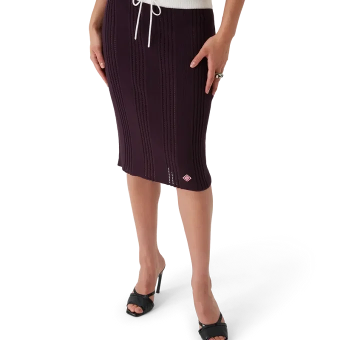 Midi-kjol i bomullstrik