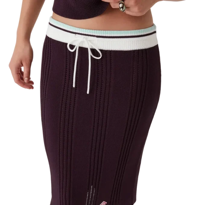 Midi-kjol i bomullstrik