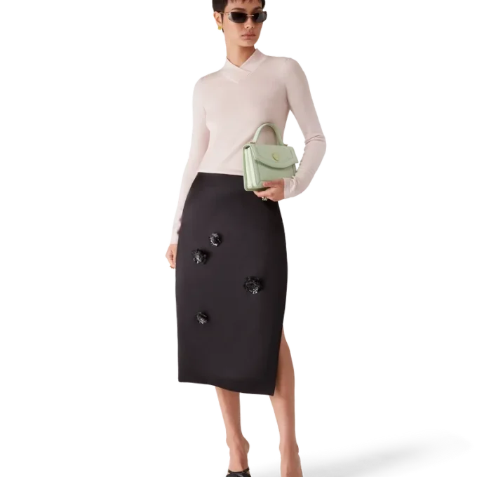 Midi-kjol i duchesse-satin Midi-kjol i duchesse-satin