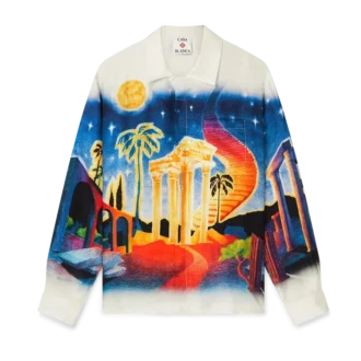 Midnight Acropolis långärmad silkesskjorta