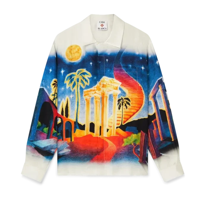 Midnight Acropolis långärmad silkesskjorta