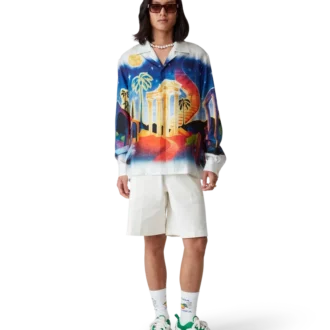 Midnight Acropolis långärmad silkesskjorta