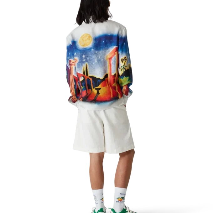 Midnight Acropolis långärmad silkesskjorta