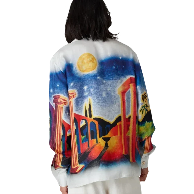 Midnight Acropolis långärmad silkesskjorta