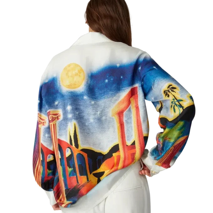 Midnight Acropolis långärmad silkesskjorta