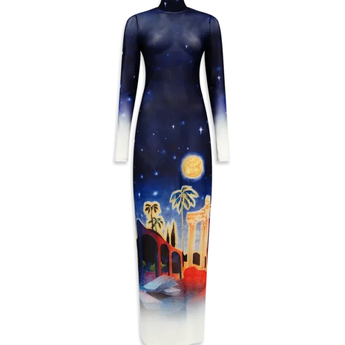 Midnight Acropolis Mesh Klänning