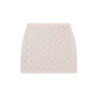 Mini-kjol i stickat med kristallmonogram