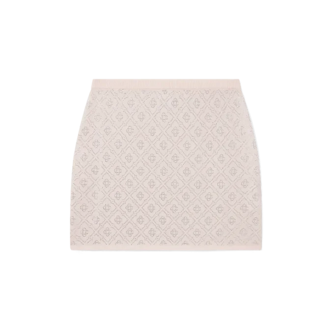 Mini-kjol i stickat med kristallmonogram