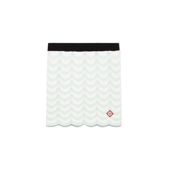 Minikjol i bomullsväv med vågmönster