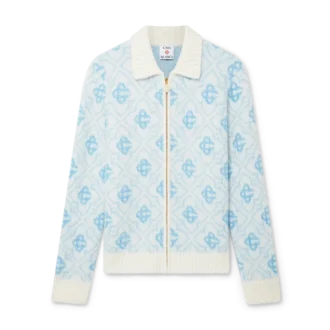 Mohair-tröja med monogram och dragkedja