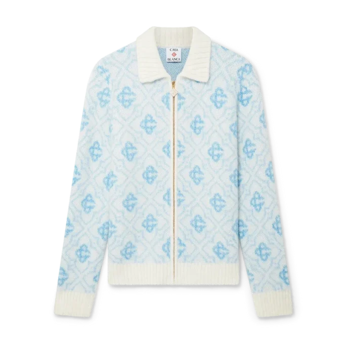 Mohair-tröja med monogram och dragkedja Mohair-tröja med monogram och dragkedja