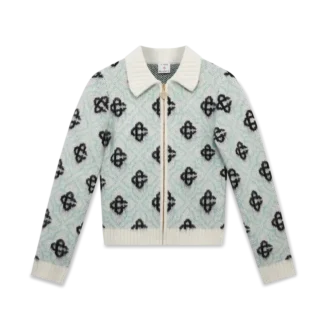 Mohair-tröja med monogram och dragkedja