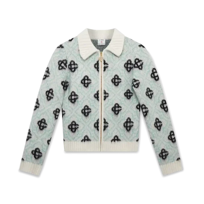 Mohair-tröja med monogram och dragkedja Mohair-tröja med monogram och dragkedja