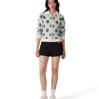 Mohair-tröja med monogram och dragkedja