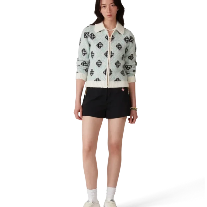 Mohair-tröja med monogram och dragkedja Mohair-tröja med monogram och dragkedja