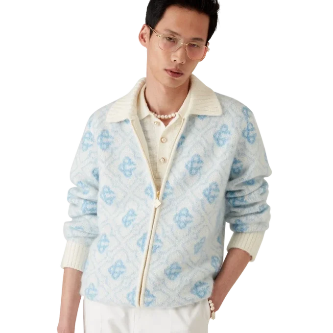 Mohair-tröja med monogram och dragkedja Mohair-tröja med monogram och dragkedja