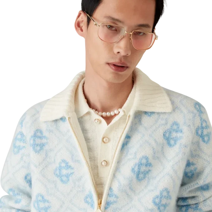 Mohair-tröja med monogram och dragkedja Mohair-tröja med monogram och dragkedja