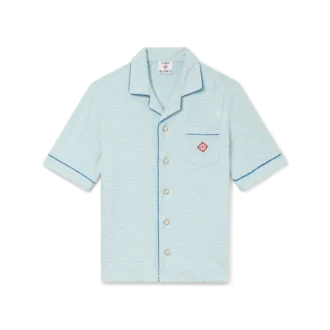 Monogram-frotté-skjorta med korta ärmar