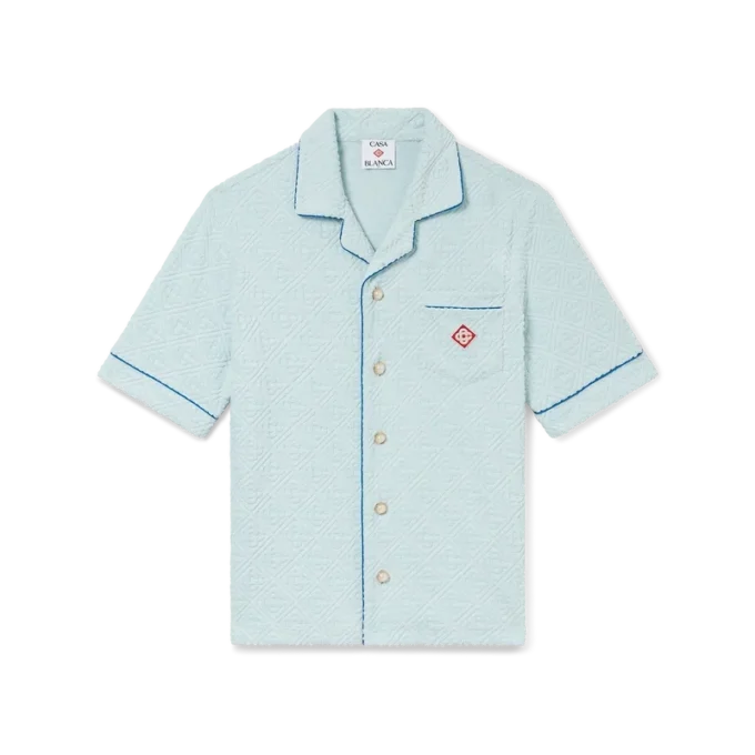 Monogram-frotté-skjorta med korta ärmar