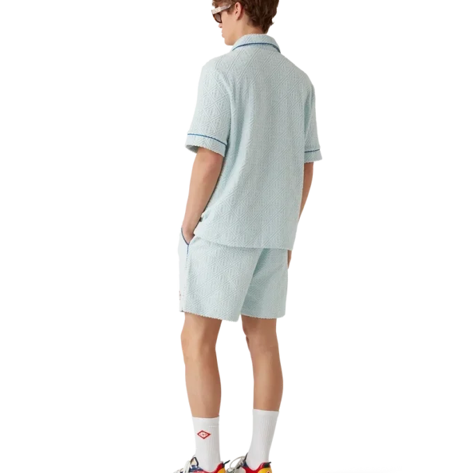 Monogram-frotté-skjorta med korta ärmar