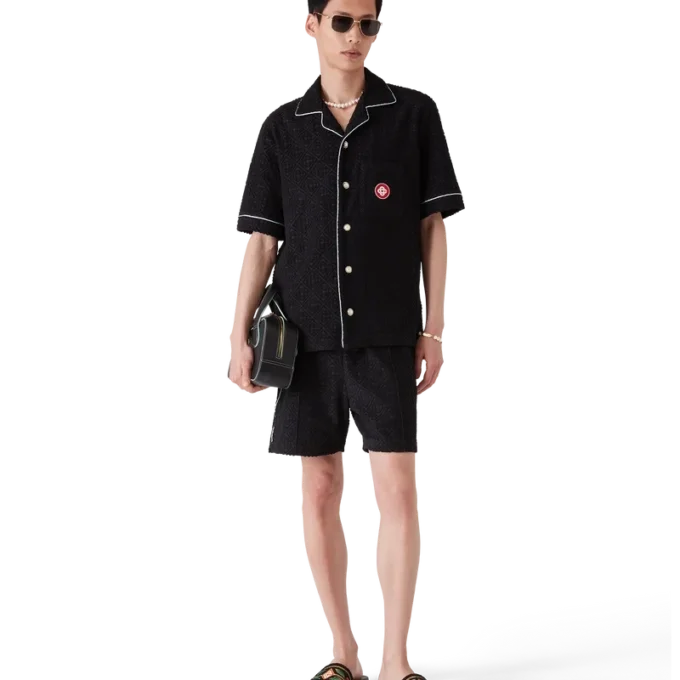 Monogram Jacquard kortärmad frotté-skjorta