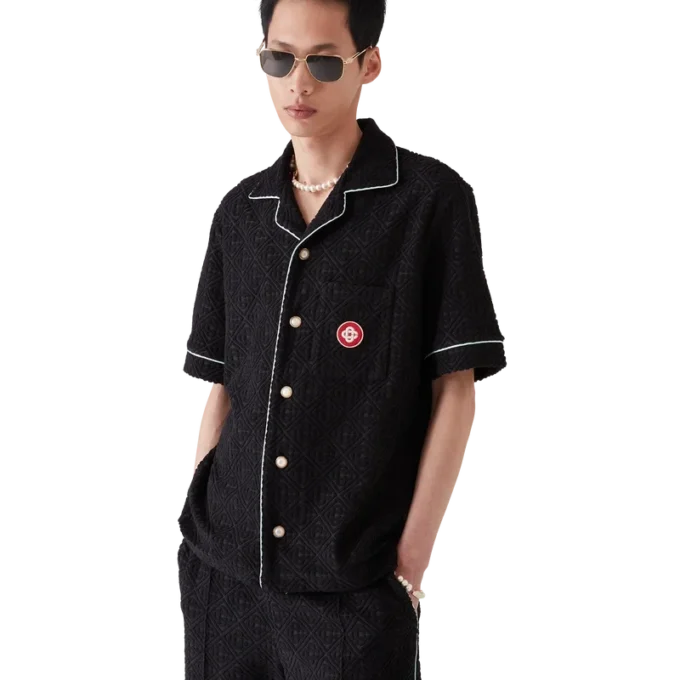 Monogram Jacquard kortärmad frotté-skjorta