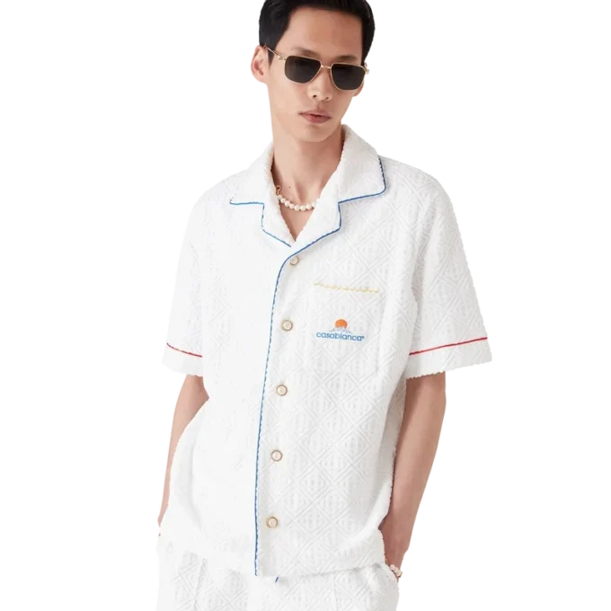 Monogram Jacquard kortärmad frotté-skjorta