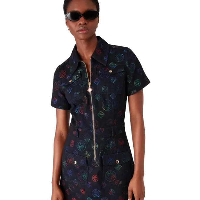 Monogram-jeansklänning